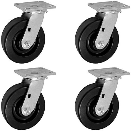 Casterhq 6"x2", Swivel Caster, PHENOLIC Wheel, 3,600 LBS Capaci, PK4 HD-SC6-PHAS